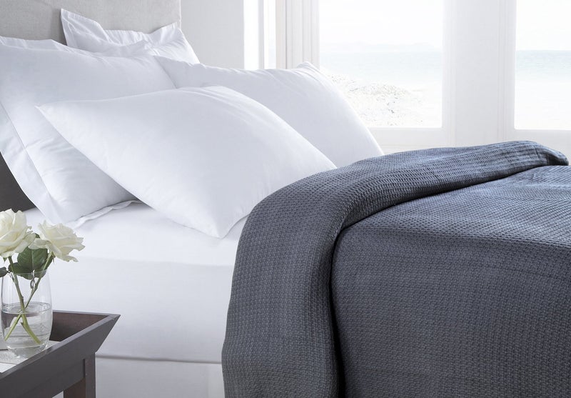 HILLFAIR 100% Combed Cotton Blanketâ€“ Twin Bed Blanketâ€“ Soft Cozy Warm Multipurpose Throws for Luxury Home Decorâ€“ 66 x 90 inch Twin XL Size Cotton Blankets for Beds- Bed Blankets for All Season- Grey - Image 2